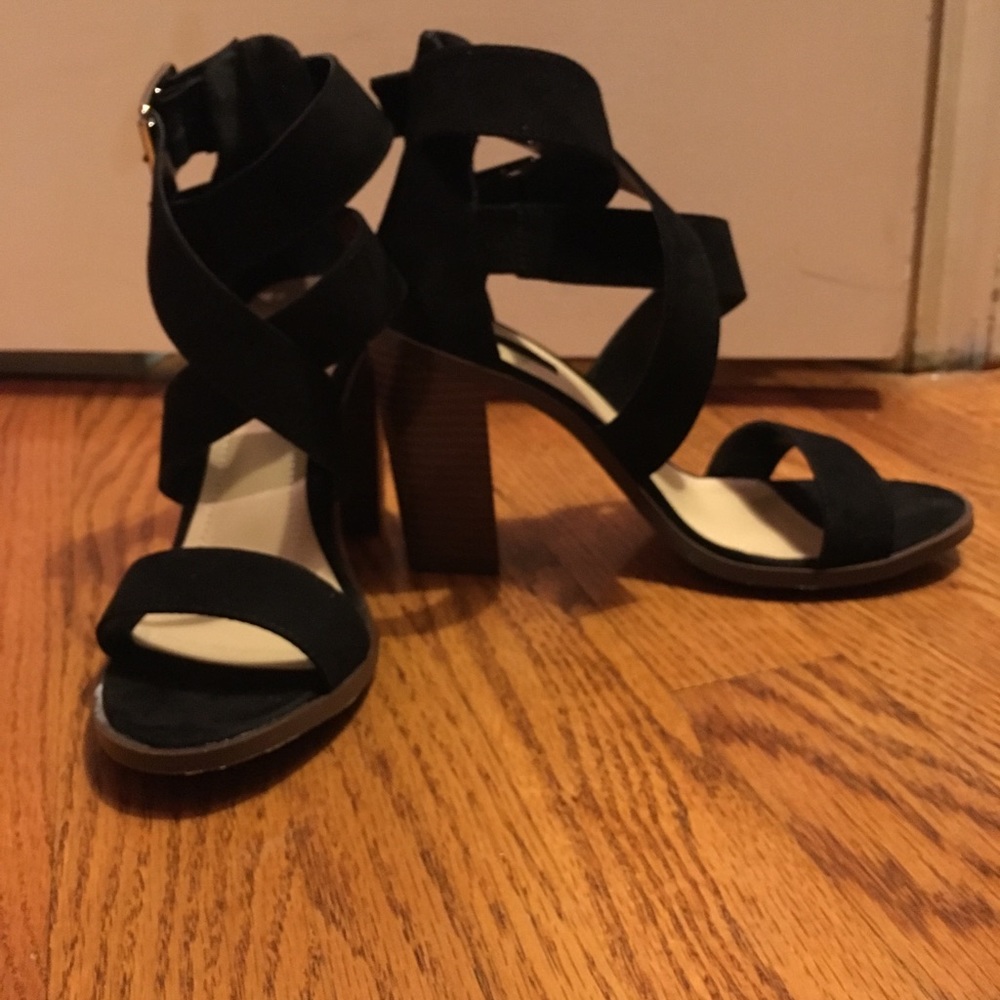 Black strap heels